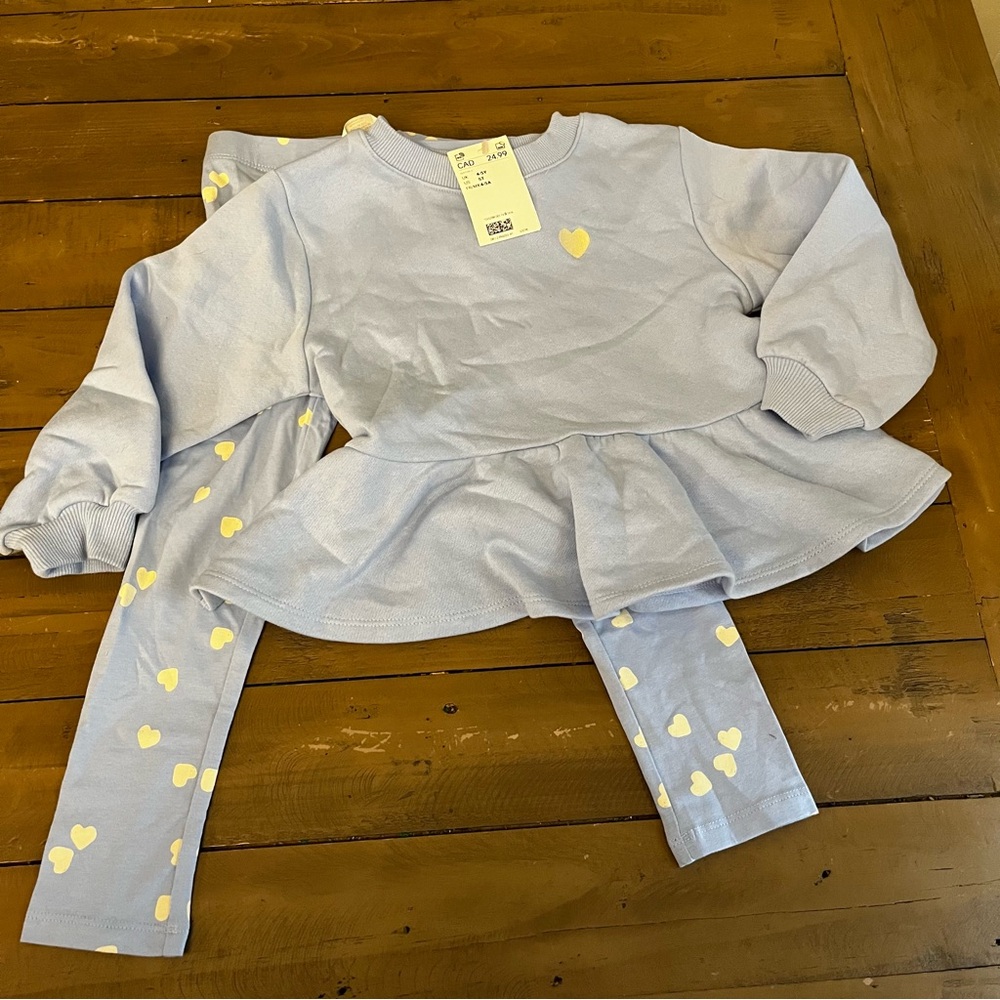 4/5 2pc H&M blue peplum sweater and leggings set